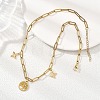 304 Stainless Steel Tree of Life and Cross Pendant Paperclip Chain Necklaces for Women NJEW-JN05664-5