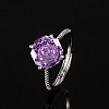 Adjustable Brass with Cubic Zirconia Cuff Rings FS-WGFA75B-04-1