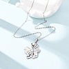 304 Stainless Steel Flower Pendant Cable Chain Necklaces for Men Women NJEW-K308-05F-P-3