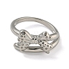 Bowknot Brass Micro Pave Clear Cubic Zirconia Double Rings RJEW-Z050-26P-3