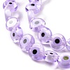 Handmade Evil Eye Lampwork Flat Round Bead Strands LAMP-L058-8mm-25-4