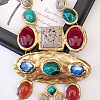 Oval Square Baroque Style Alloy & Colorful Resin Statement Bib Necklaces FS-WG6C445-01-3
