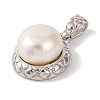 Rhodium Plated 925 Sterling Silver & Natural Shell Half Round Charms with 925 Stamp STER-C009-10P-2