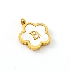 Golden Tone Stainless Steel Pave White Shell Letter Flower Charms PW-WGC5230-02-1