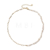 Brass Paperclip Chain with Natural Cultured Freshwater PearPotato Beaded Necklaces NJEW-JN05945-4