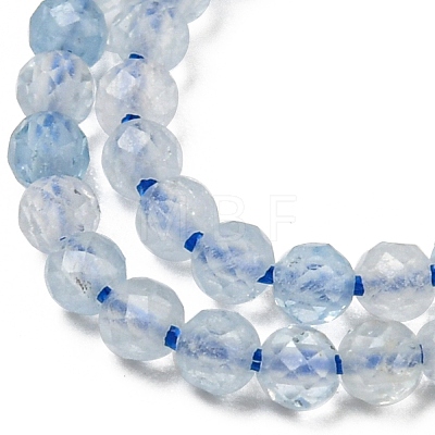 Grade A Natural Aquamarine Beads Strands G-E411-19F-2mm-1