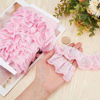 5M Double-Layer Pleated Polyester Chiffon Lace Trim OCOR-GF0006-69B-1