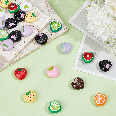 40Pcs Printed Opaque Acrylic Beads MACR-PA0001-76-1