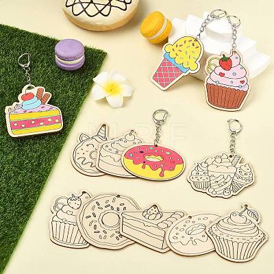 36Pcs Dessert Wooden Keychains ST-CJ0028-15-1