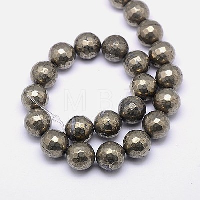 Natural Pyrite Beads Strands G-L031-14mm-03-1