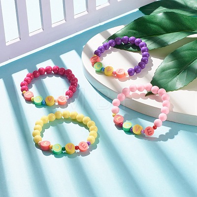 Acrylic Beaded Stretch Bracelets for Kids BJEW-JB07784-1