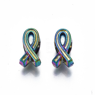 Rack Plating Rainbow Color Alloy European Beads PALLOY-S180-349-1