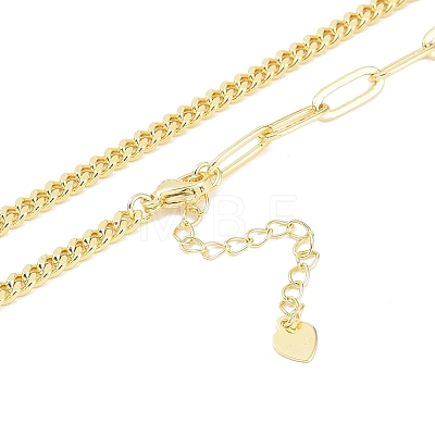 Brass Cuban Link Chain & Paperclip Chain Necklace Making NJEW-U008-08G-1