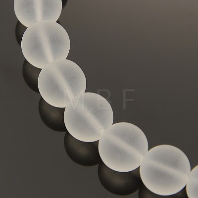 Frosted Transparent Round Glass Beads Strands X-FGLA-P002-10mm-03-1