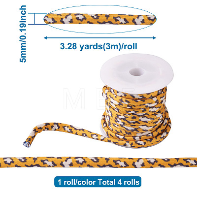 4 Rolls 4 Colors Flat Polyester Elastic Cord EC-TA0001-05-1