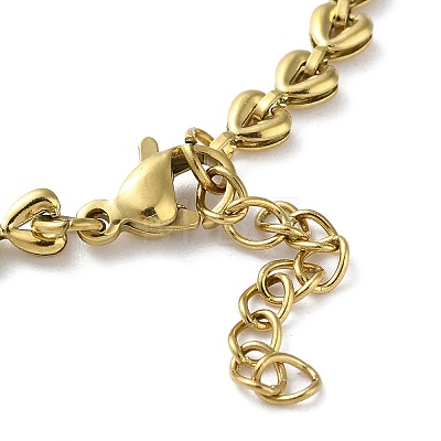 304 Stainless Steel Heart Link Chain Bracelets for Women BJEW-G712-01G-1