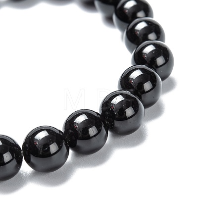 Natural Obsidian Stretch Beaded Bracelets G-A185-01A-1