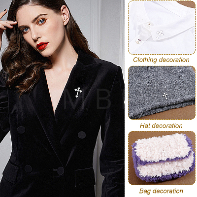 4Pcs Cross Stainless Steel Lapel Pin Back Brooches for Backpack Clothes JEWB-GA0001-53P-1