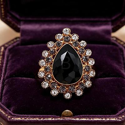Zinc Alloy Glass Finger Rings UG8757-4-1