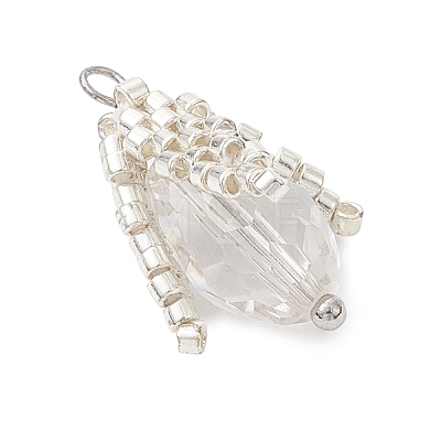 Glass Seed Beaded Bud Pendants PALLOY-MZ01096-02-1