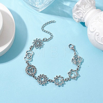 Chakra Theme Alloy Charm Bracelets BJEW-JB11096-1