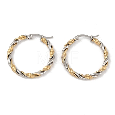 Ion Plating(IP) 201 Stainless Steel Twist Hoop Earrings EJEW-I309-34GP-1