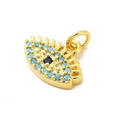 Real 18K Gold Plated Rack Plating Brass Micro Pave Cubic Zirconia Pendants Charms KK-S396-01C-1