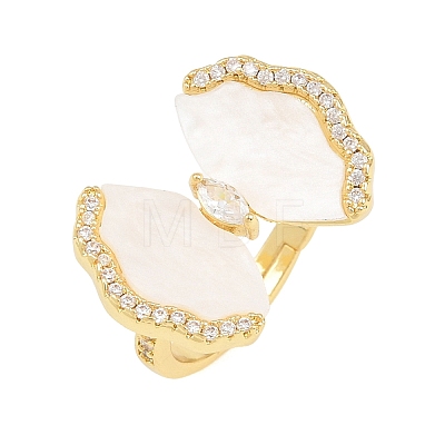 Brass Micro Pave Cubic Zirconia Cuff Open Rings KK-CBAD104-03G-1