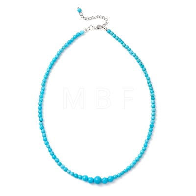 Dyed Synthetic Turquoise Round Graduated Beaded Necklaces for Women NJEW-JN05791-1