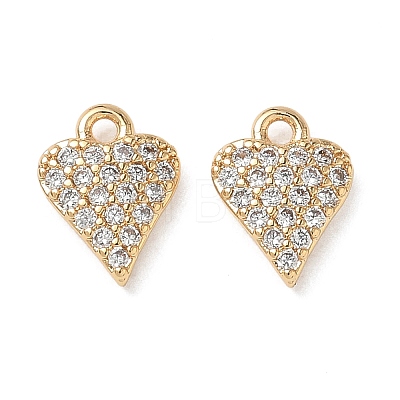 Valentine's Day Brass Micro Pave Clear Cubic Zirconia Charms KK-D261-06G-1