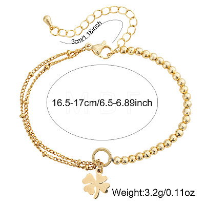 Four Leaf Clover 304 Stainless Steel Charm Bracelets UY0745-1-1