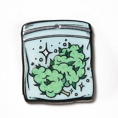 Weed Pattern Theme Printed  Acrylic Pendants MACR-G061-03B-1