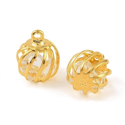 Iron Glass Bead Cage Pendants IFIN-N014-01G-01-1