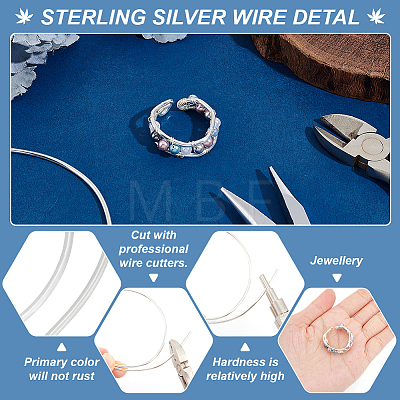 BENECREAT 1Pc Sterling Silver Wire STER-BC0002-07B-1