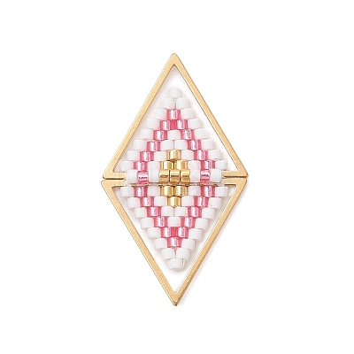 Glass Seed Beaded Connector Charms PALLOY-MZ01110-03-1
