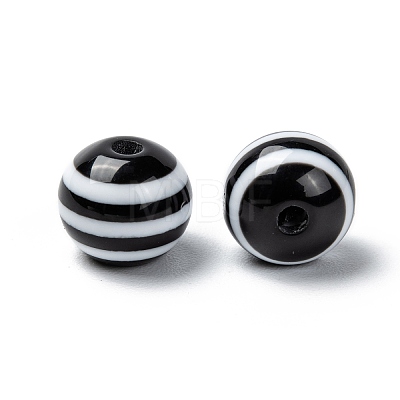 Round Striped Resin Beads X-RESI-R158-10mm-11-1