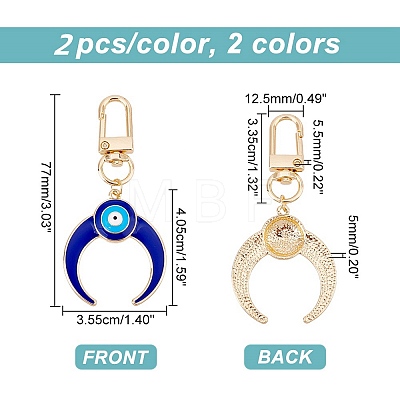 4Pcs 2 Colors Alloy Enamel Turkish Evil Eye Pendant Decoration KEYC-AR0001-13-1