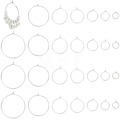 BENECREAT 54Pcs 7 Styles Brass Hoop Earring Findings KK-BC0013-33P-1