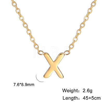 201 Stainless Steel Initial Pendant Necklaces FS-WG78A3B-24-1