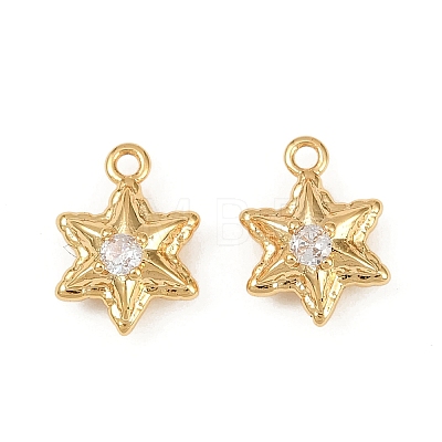 Ocean Theme Brass Micro Pave Cubic Zirconia Charms KK-F902-08G-G-1
