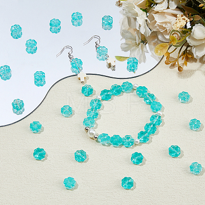100Pcs Transparent Spray Painted Glass Beads GLAA-DC0001-61A-1