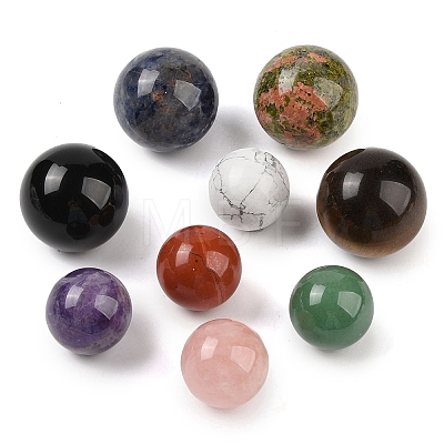 Natural & Synthetic Mixed Gemstone Sphere Beads G-I367-05-1