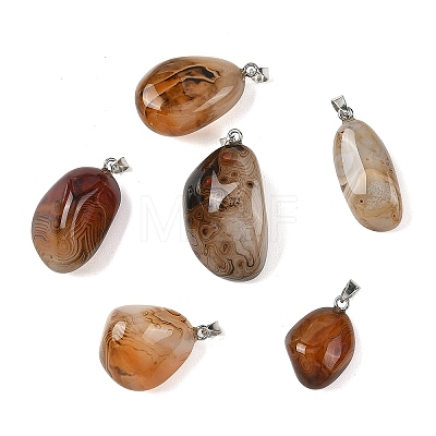 Natural Banded Agate Tumbled Stone Pendants GG-K002-06D-1