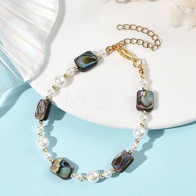 Paua Shell & Shell Pearl Beaded Bracelets for Women BJEW-JB14218-1