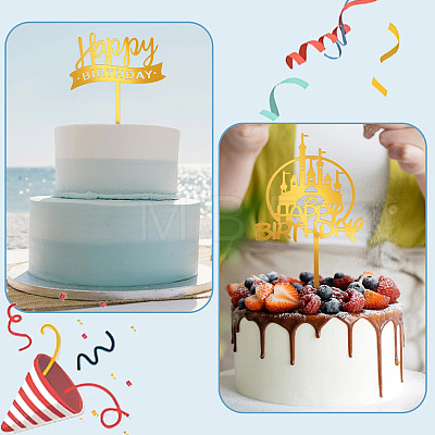 3Pcs 3 Styles Acrylic Cake Toppers FIND-TA0010-38B-1