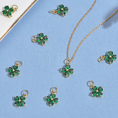10Pcs Brass Micro Pave Cubic Zirconia Pendants KK-BBC0020-41-1