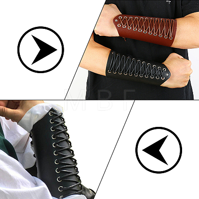 WADORN PU Leather Wide Elastic Corset Belts & Cuff Wristband Arm Guard AJEW-WR0002-04-1
