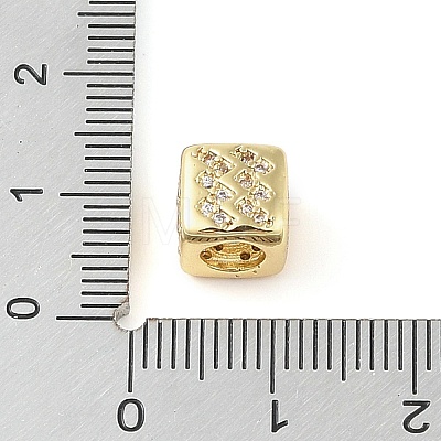 Brass Micro Pave Clear Cubic Zirconia European Beads KK-K368-01G-11-1