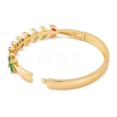 Brass Pave Colorful Cubic Zirconia Hinged Bangles for Women BJEW-S147-33G-C-1
