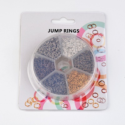 1 Box 6 Color Iron Jump Rings IFIN-JP0012-4mm-1